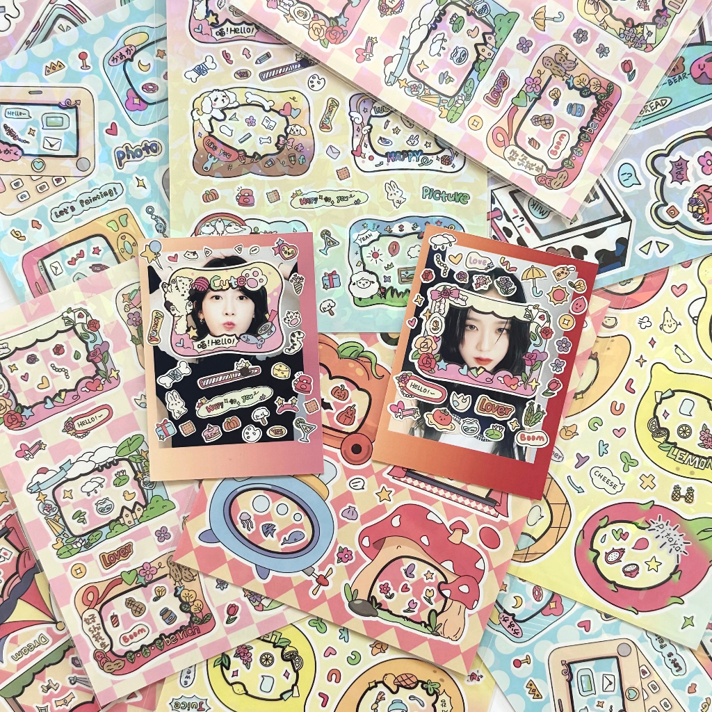 Korean Style Laser Cute Cartoon Graffiti Style Photo Frame Stickers ...