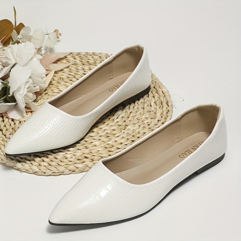 White dress deals flat shoes