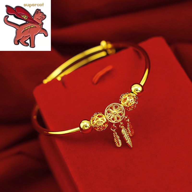 Original 18K Saudi Gold Pawnable Legit Dream Catcher Push Pull Bracelet