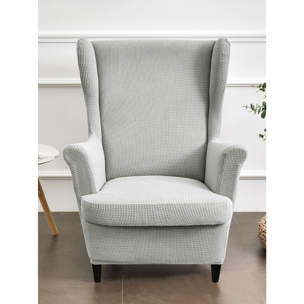 IKEA STRANDMON Solid Color Wing Chair Cover Stretch Spandex Armchair Covers Elastic Sofa Slipcovers With Seat Cushion Cover Footstool Covers Shopee Singapore