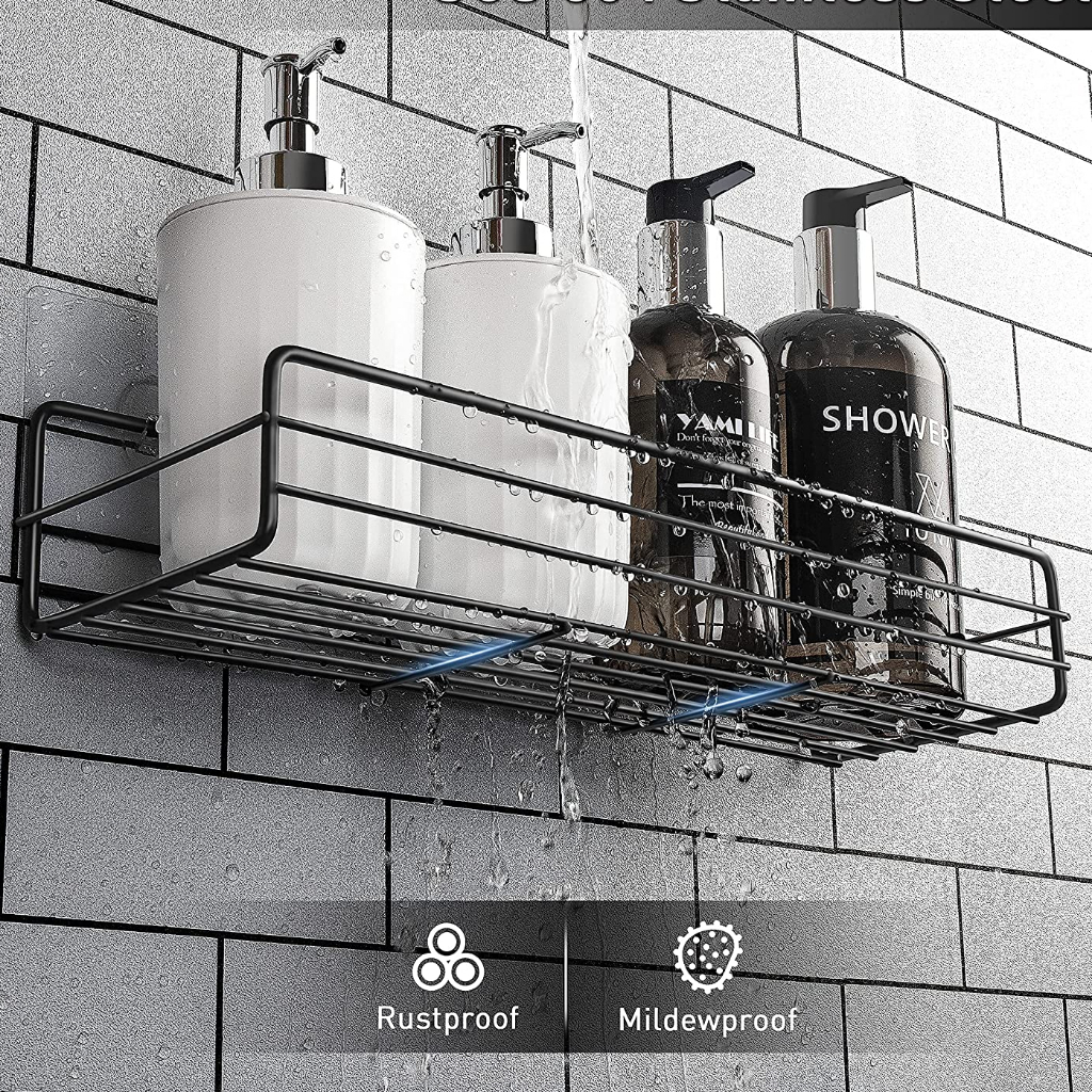 Shower Caddy Basket Shelf Traceless Adhesive Shower Wall Shelf Rustproof Bathroom Shower Storage