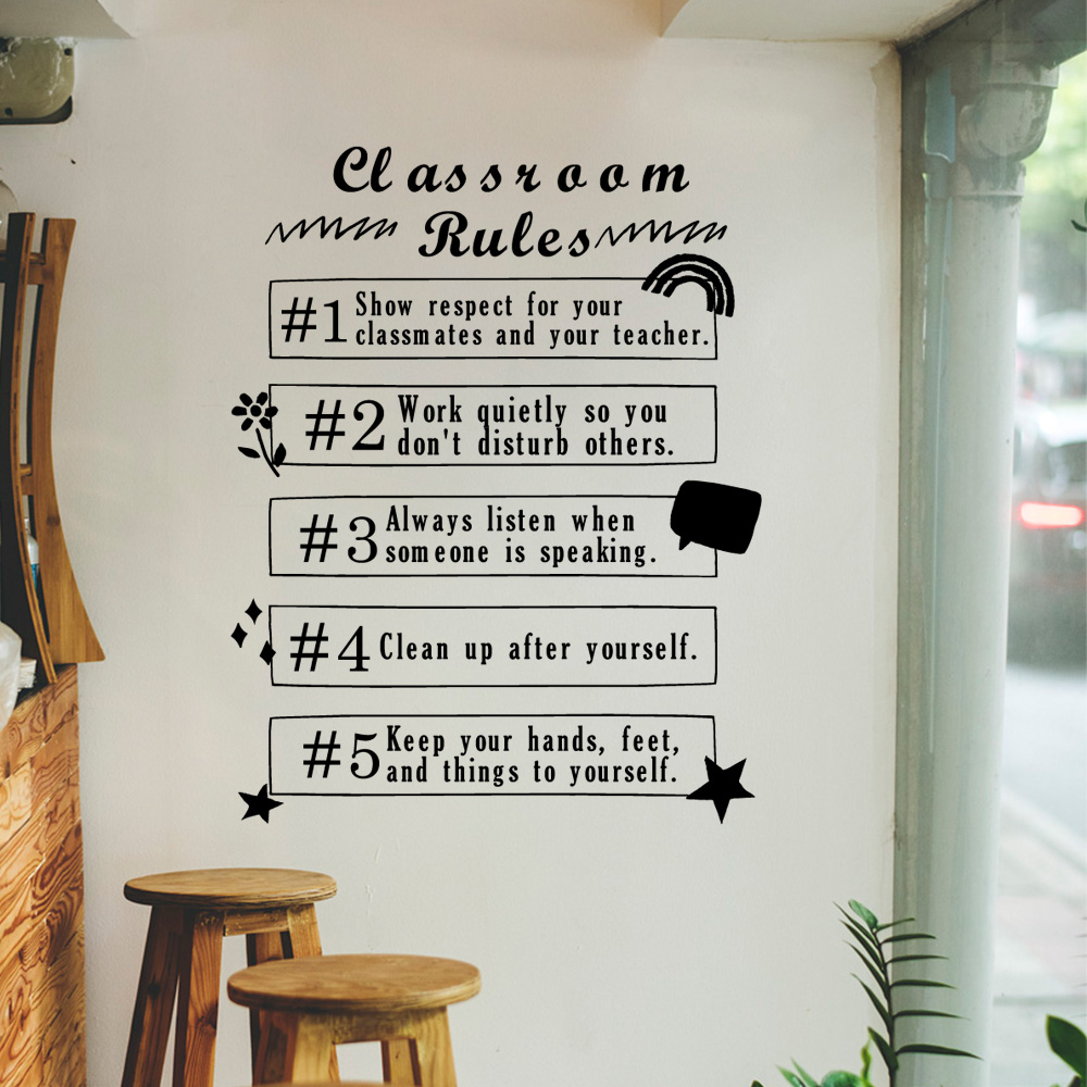 Classroom Rules Wall Decal - Motivational Quotes Vinyl Sticker For School Decor