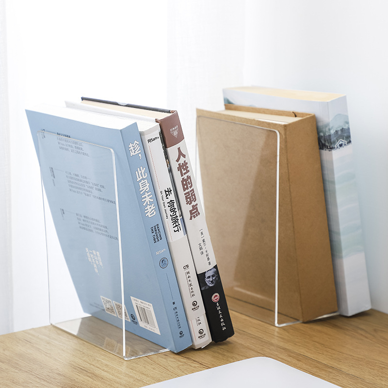 Clear Acrylic Bookends For Shelves,Heavy Duty Book Ends and Desktop ...