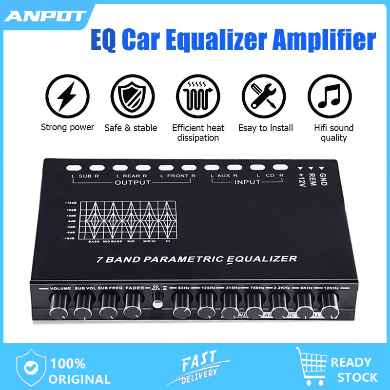7 Band Equalizer Car Audio EQ Tuning Crossover Amplifier DC 12V Pre