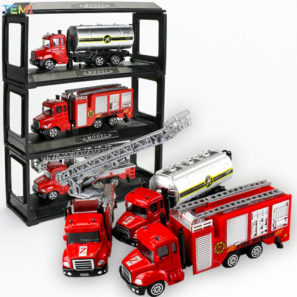 TEMI Mini Alloy Fire Engineering Vehicle Toys Model Fun Toy Simulation ...