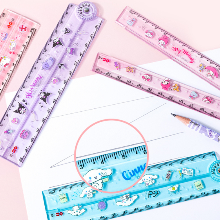 Lovely Sanrio 30cm rotary folding ruler cinnamoroll 15cm ruler Melody ...