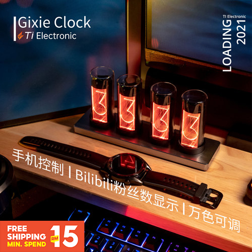 ⭐⭐⭐Digital Nixie Glow Tube Clock Metal Wood RGB Table Clock LED Silent ...