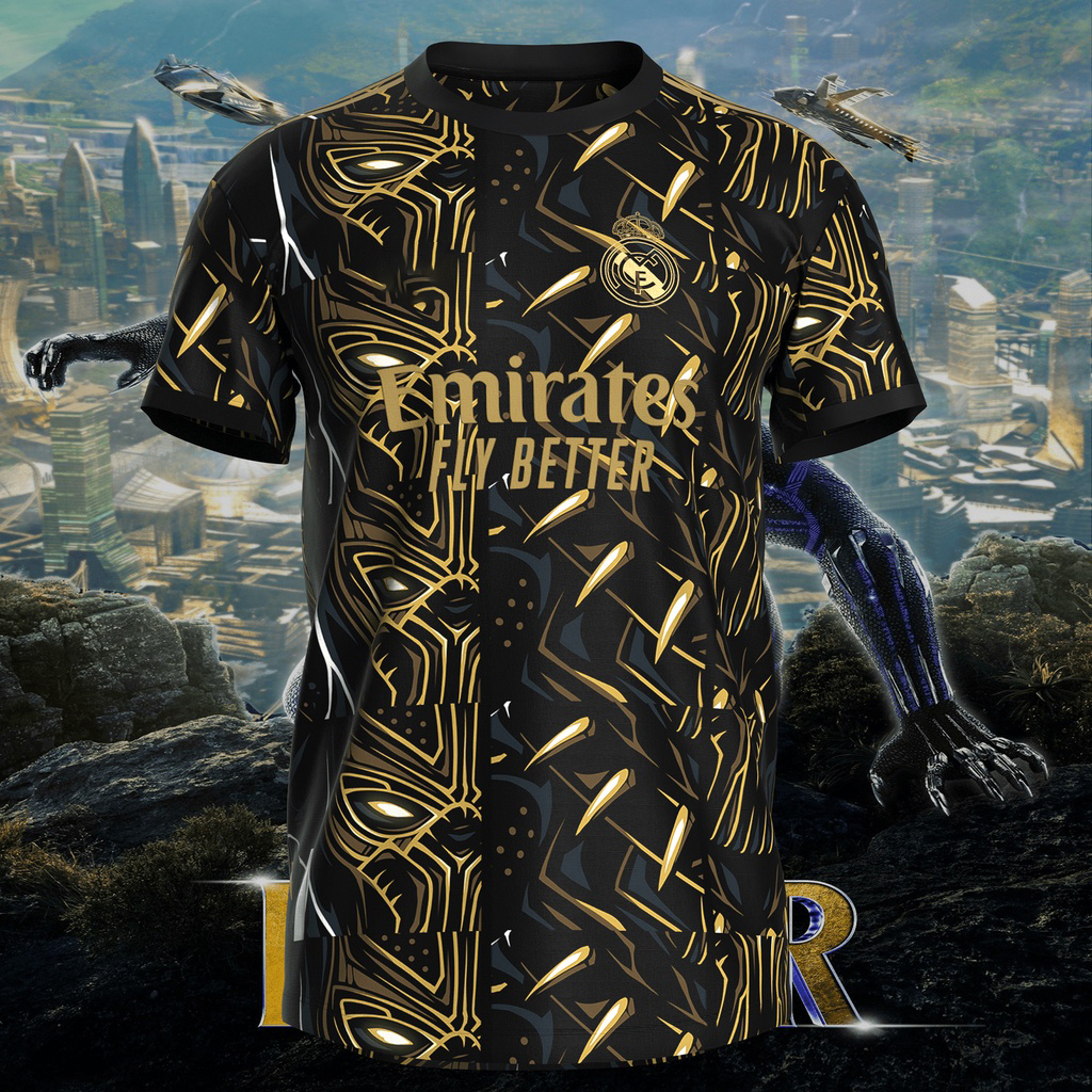 black and gold real madrid jersey