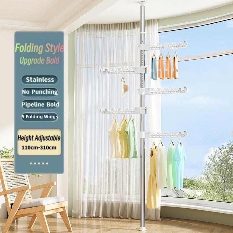 【SG Seller】Adjustable Clothes Drying Rack Floor To Ceiling Clothes Rack