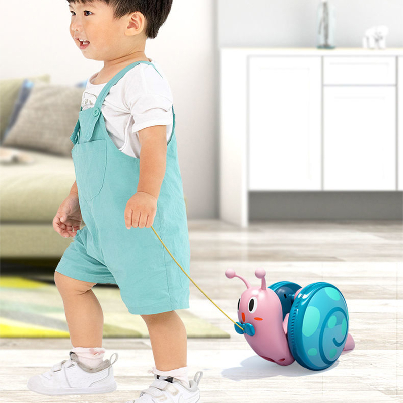 Baby Rope Pulling Snail Toy Electric Trailer Toddler Cartoon Toys for ...