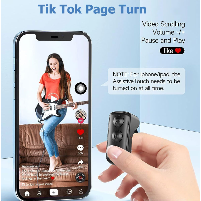 for TIK Tok Bluetooth Remote Flip Like Control Kindle App Page