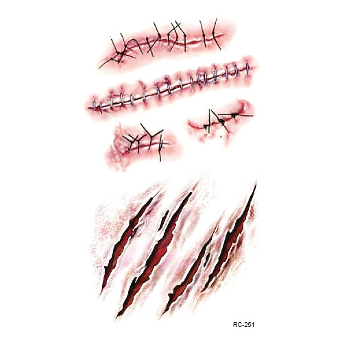 Halloween Party Temporary Tattoos Zombie Makeup Scar Wound Blood ...