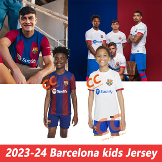 2023-24 Barcelona Home Football Kids Jersey Kits Messi Lewandowski Sports  Shirts Sets For Child With Socks