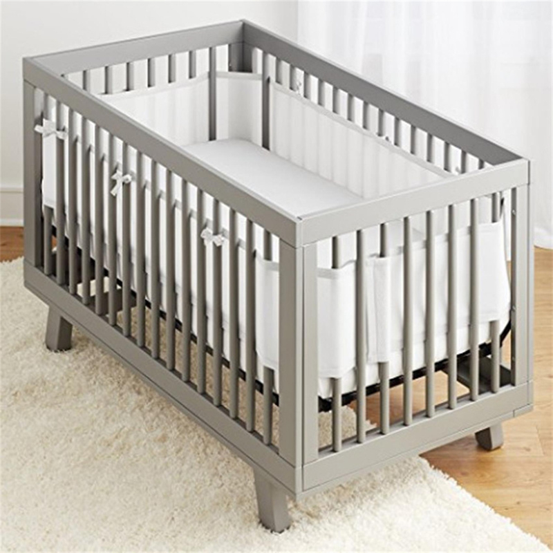 Cot Bed Bumper Breathable Air Mesh Crib Liner Wrap Nursery Set