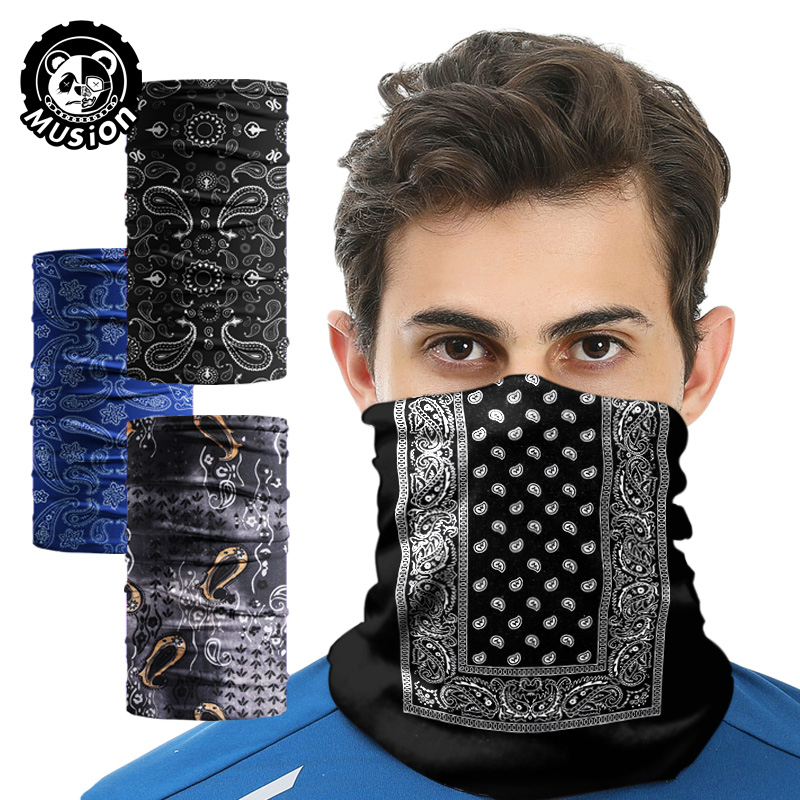 Elastic Paisley Bandana Fashion Men Head Scarf SPF 30 Face Mask