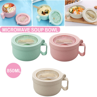 L 850ml/29oz Microwave Soup Bowl with Lid and Handle Food