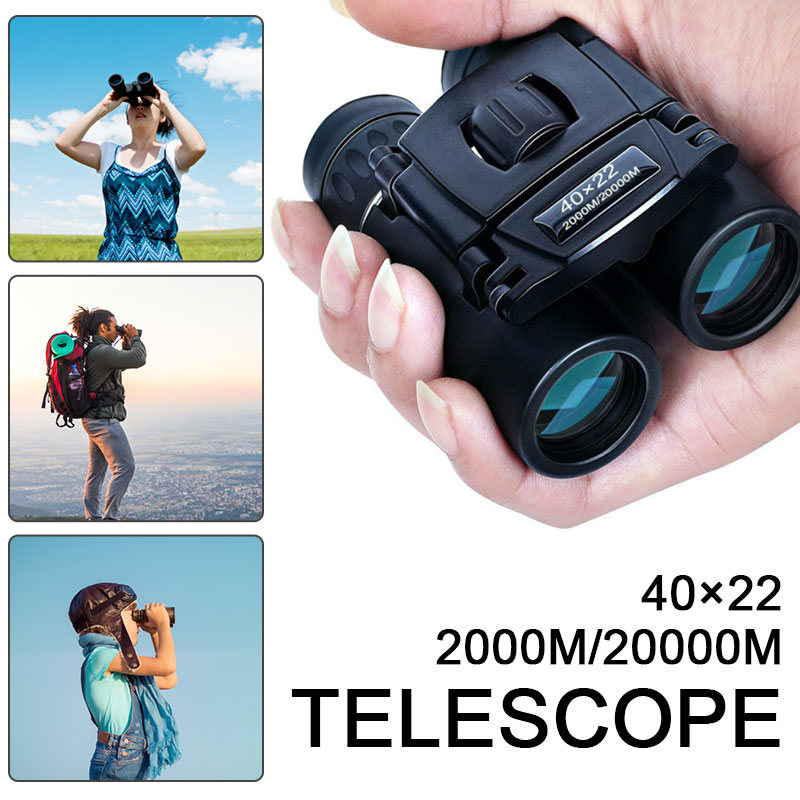 40x22 HD Powerful Binoculars 2000M Long Range Folding Mini Telescope ...