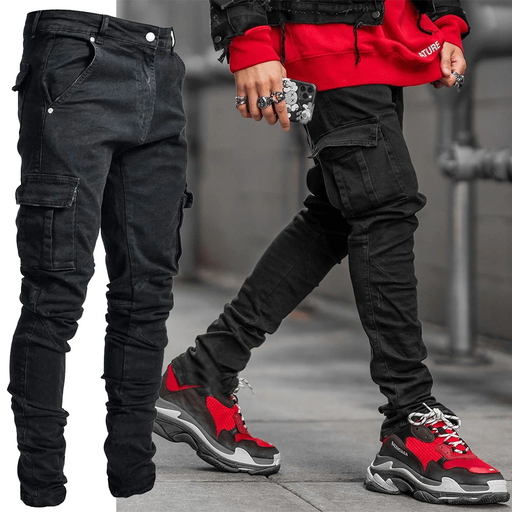 Mens cargo hot sale pants blue