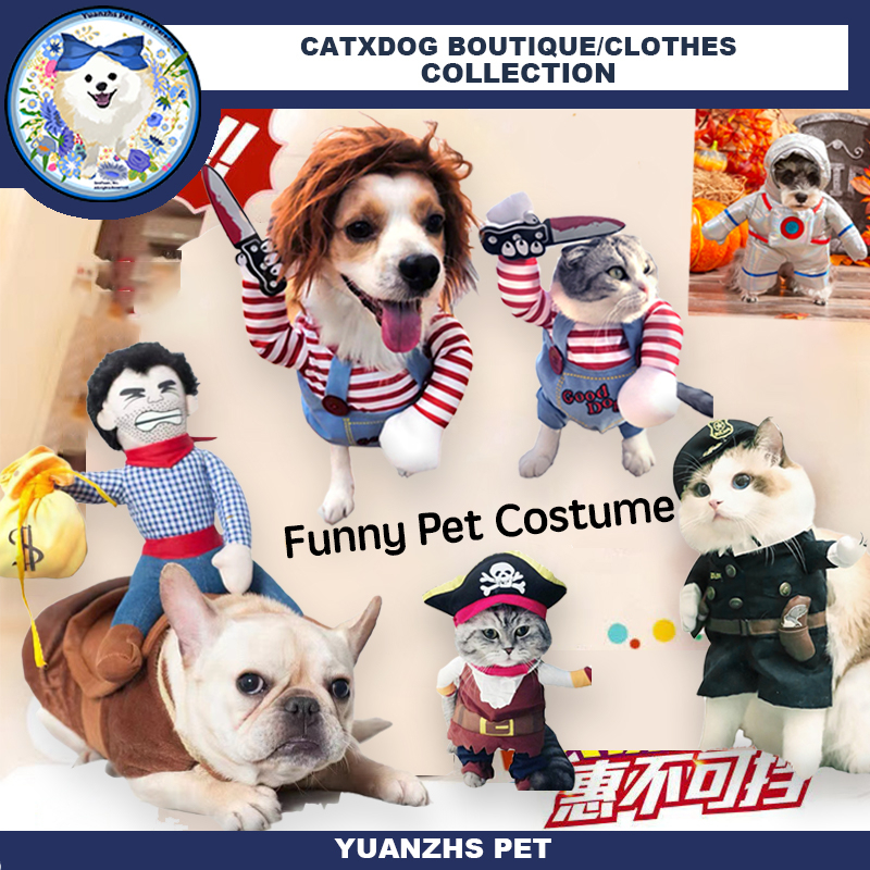 【Yuanzhs Pet】Cartoon Pet Cowboy Riding Dress Up Dogs Chucky shirt Dog