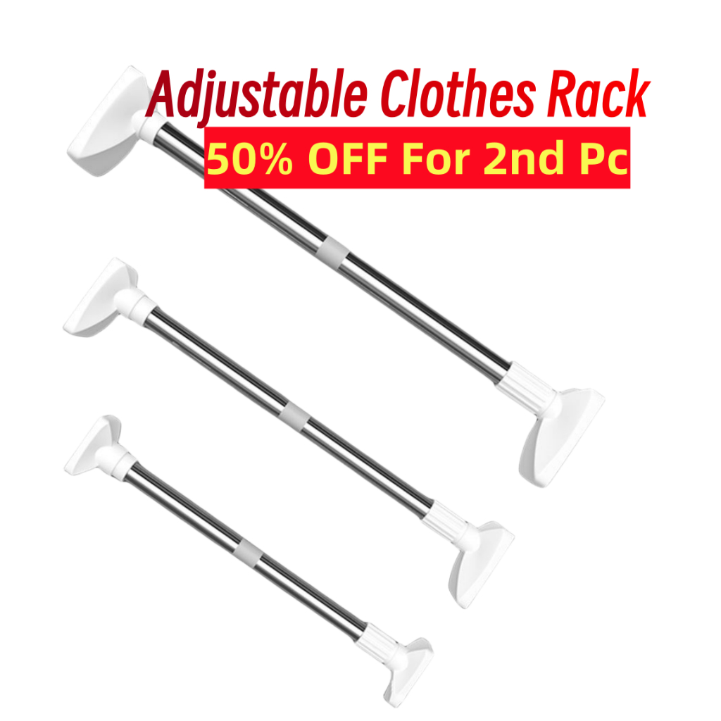 【SG Seller】Adjustable Clothes Rack Shower Curtain Rod Extendable Rod ...