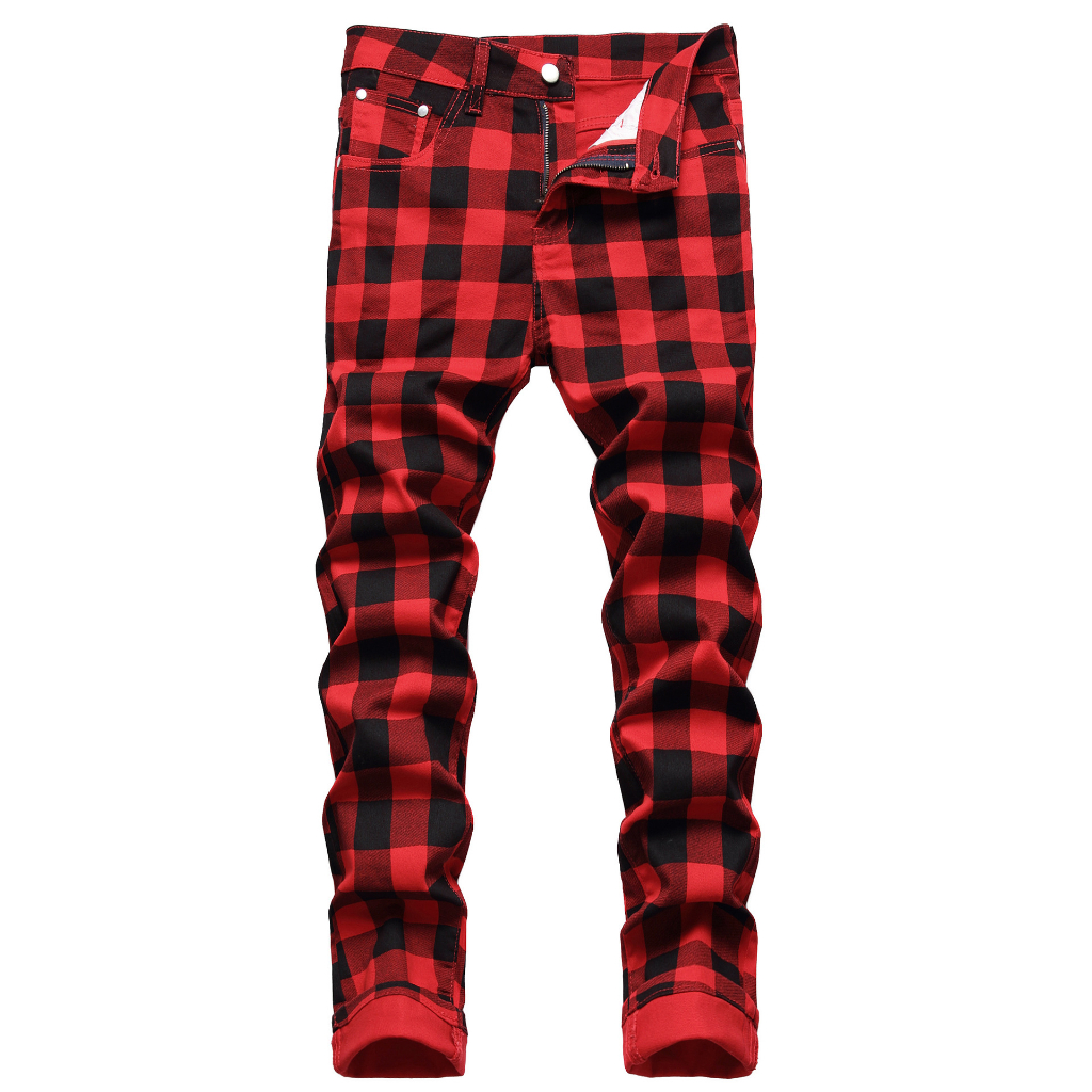 Checkered hot sale skinny jeans