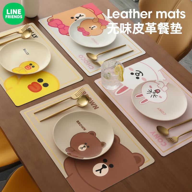 Line FRIENDS Creative Table Mat Cloth Cute Placemat Heat Insulation Mat ...
