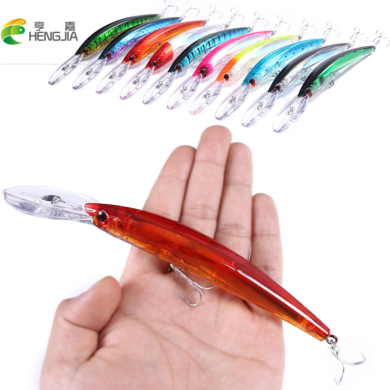 HENGJIA 1 pcs Long Throw Casting Fishing Lure 3D Eyes Laser Minnow Hard ...