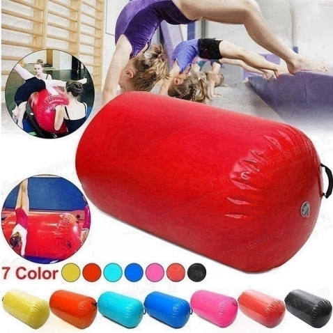 Inflatable Yoga Mat Backflip Taekwondo Gymnastics Mat Cylindrical Pvc ...