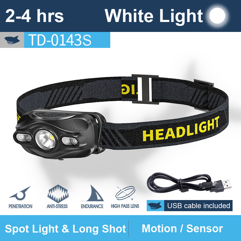 Smiling Shark TD0143 Sensor Headlight Fishing Headlamp XPE USB ...