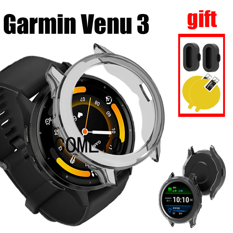 Case + Screen Protector for Garmin VivoActive 5 Tempered Glass Anti-scratch  Film Bumper Protective Case Cover Accessories