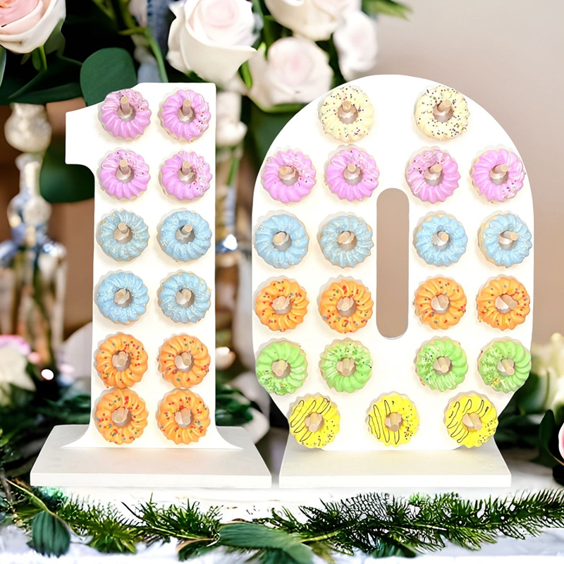 Number 0-5 Wooden Donut Stand Holder Doughnut Display Rack Cake Stand ...