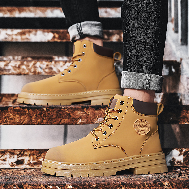 Mens lace up cap sale toe boots