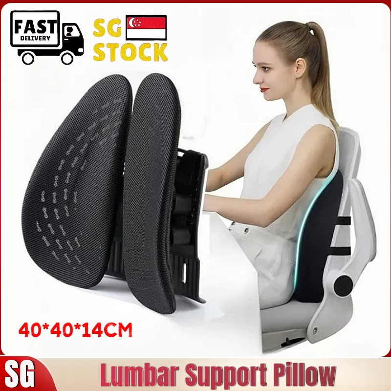 SG Seller Lumbar Support Pillow Adjustable Lumbar Support Cushion for Office Chair Memory Foam Ergonomic Orthopedic Backrest Back Cushion Pain