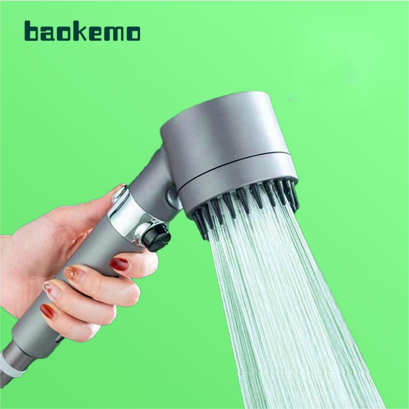BAOKEMO 3 Modes Shower Head Water Saving Shower OneKey Stop Water
