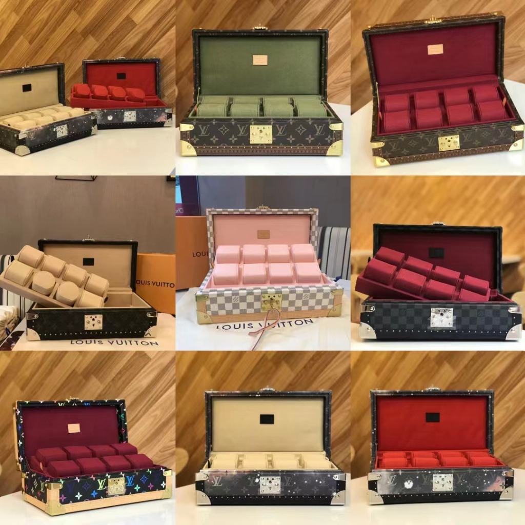 Lous VV Watch Box Classic Canvas Leather High Quality Lining Velvet Metal Hardware Watch Box Jewelry Box Hard Case