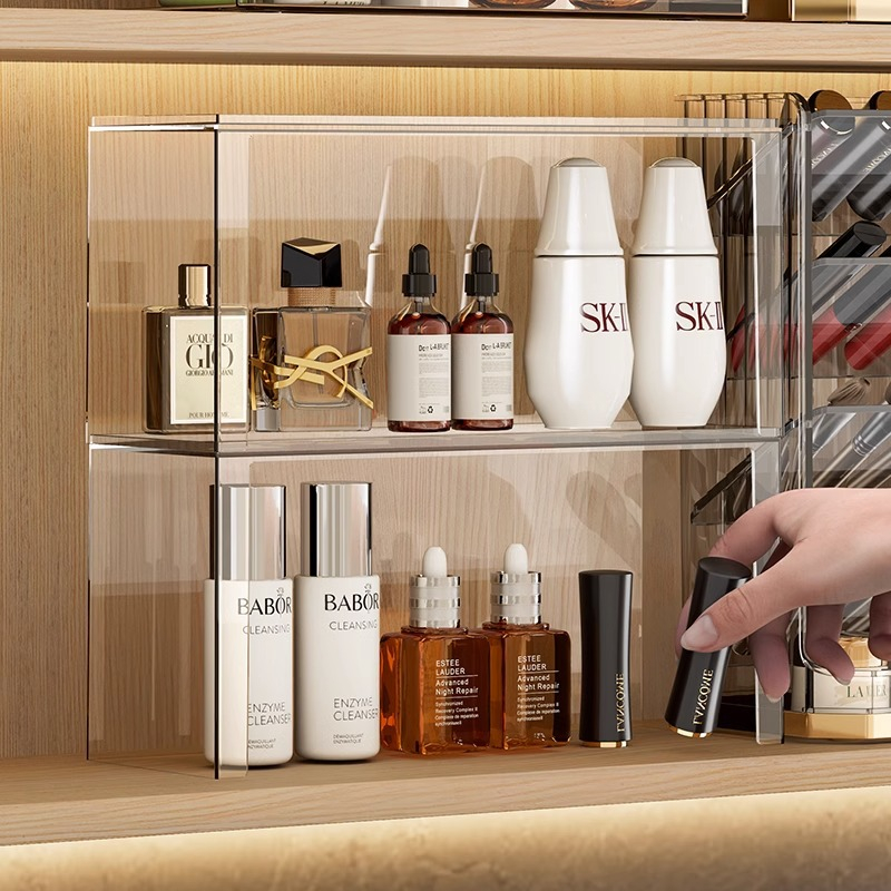 Stackable Mirror Cabinet Storage Box Acrylic Bathroom Washstand ...