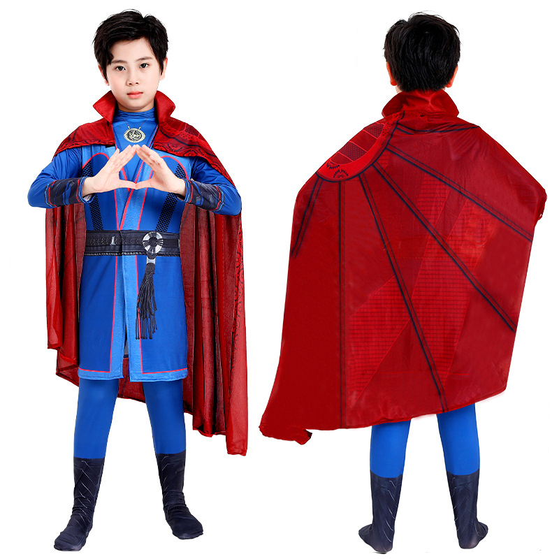 2pcs Halloween Costume for Kids Adults Marvel Movie Doctor Strange Stephen  Cosplay Costume Jumpsuit+cape Cosplay Sets Christmas Party Clothing