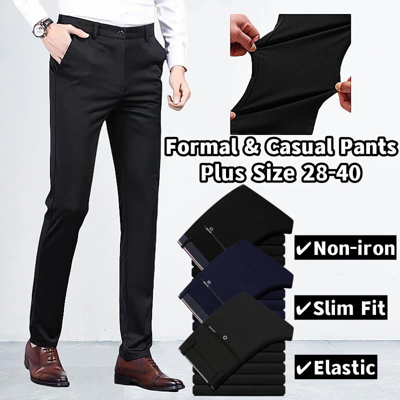 iuHoo]Men's Pants Korean Casual Pants For Men Slacks & Formal For Office  With Free Belt