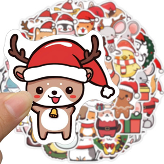 Christmas Stickers 50Pcs,Christmas Decorations Vinyl Waterproof  Stickers,Christmas Scrapbook Stickers for Laptop Bottles Envelopes Gifts  Tags Crafts