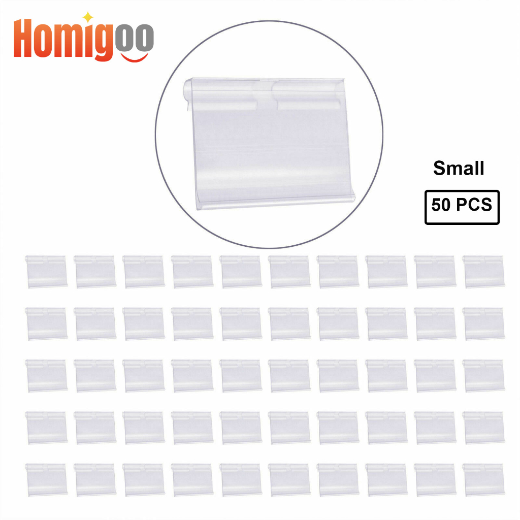 Homigoo 50 pcs Supermarket Clear Pvc Price Tag Sign Label Display ...