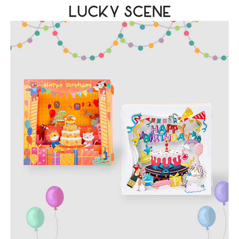 Birthday Cards 3D Stereo Cake Box Personality Cards Handmade Paper ...