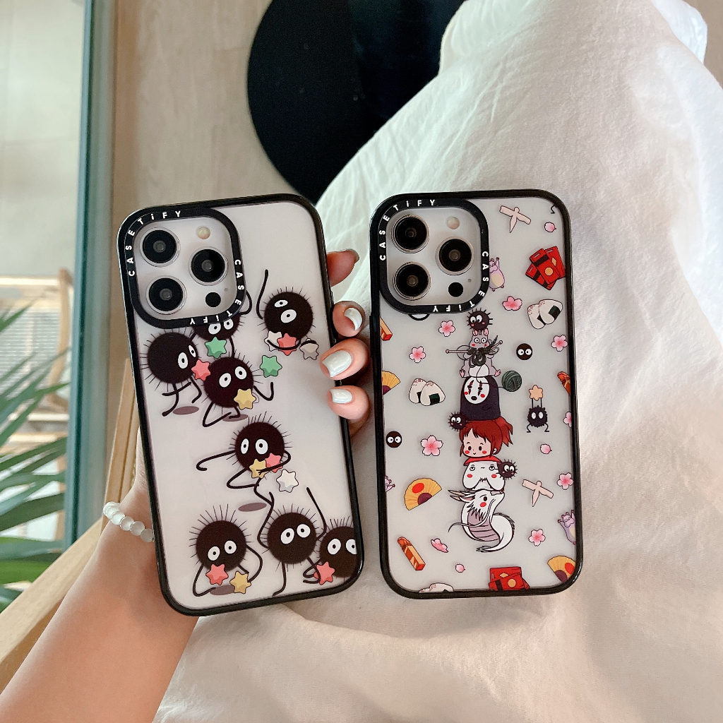 All Black Edge Acrylic Spirited Away Fur Ball Doll Phone Protective ...