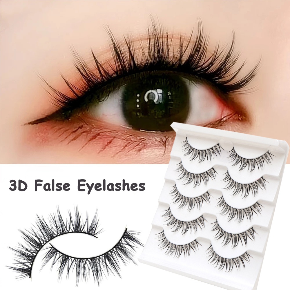 5 Pairs 3D Mink Hair False Eyelashes Wispy Cross Long Soft Eye Lashes ...