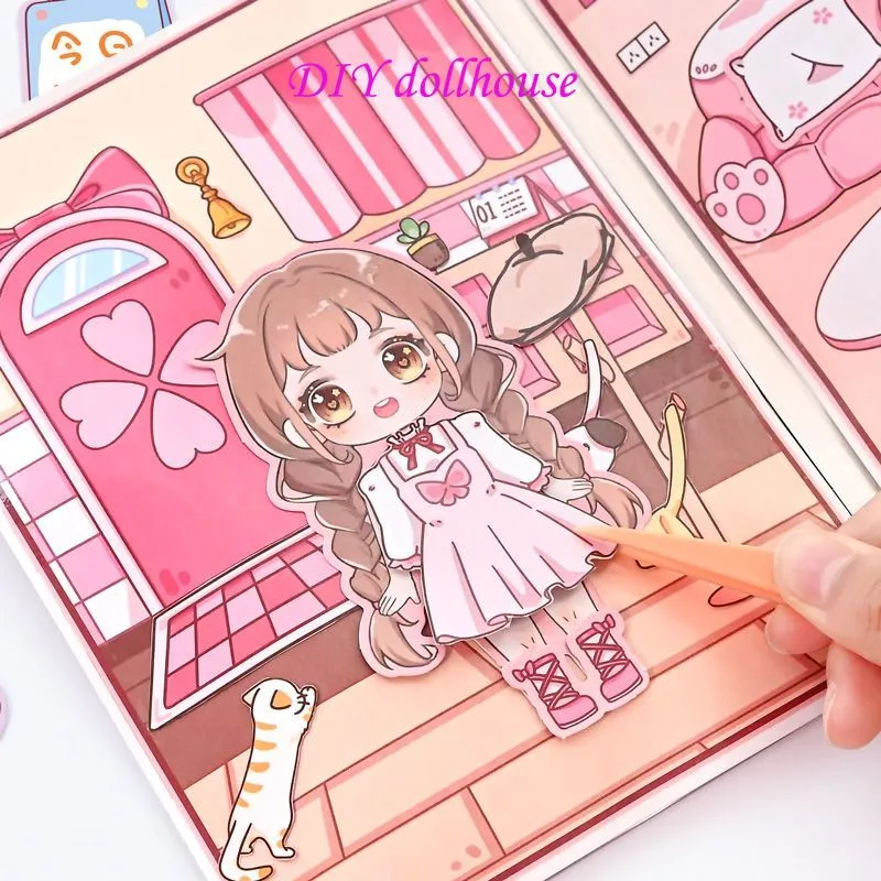 Man Xiaoman Cute Cartoon Girl Heart DIY Pinching Music Paper Doll