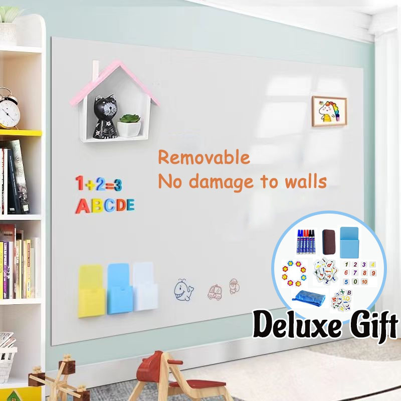 Whiteboard, Blackboard Removable Peel & Stick Wall Sticker Erasable  Adhesive Paper White 60x200cm Easy Clean Home Office