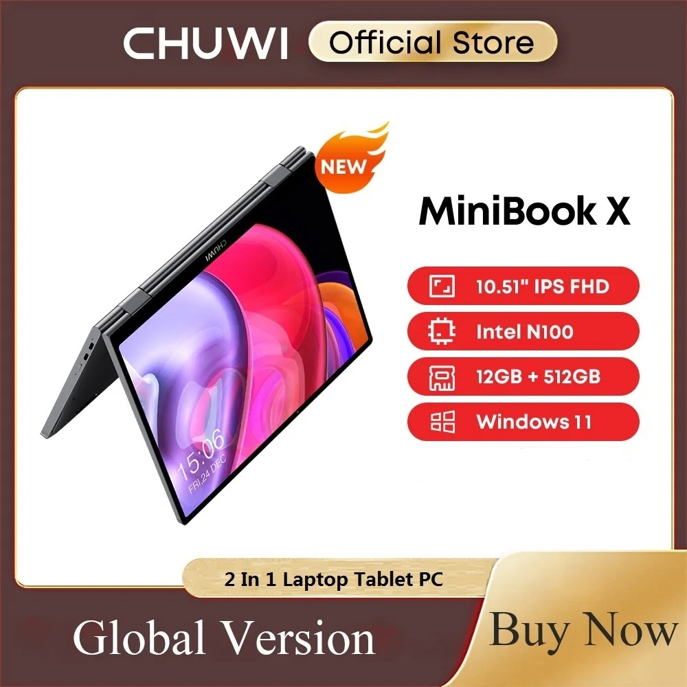 CHUWI MiniBook X Tablet Laptop 2-in-1 Yoga Mode Intel N100 10.51