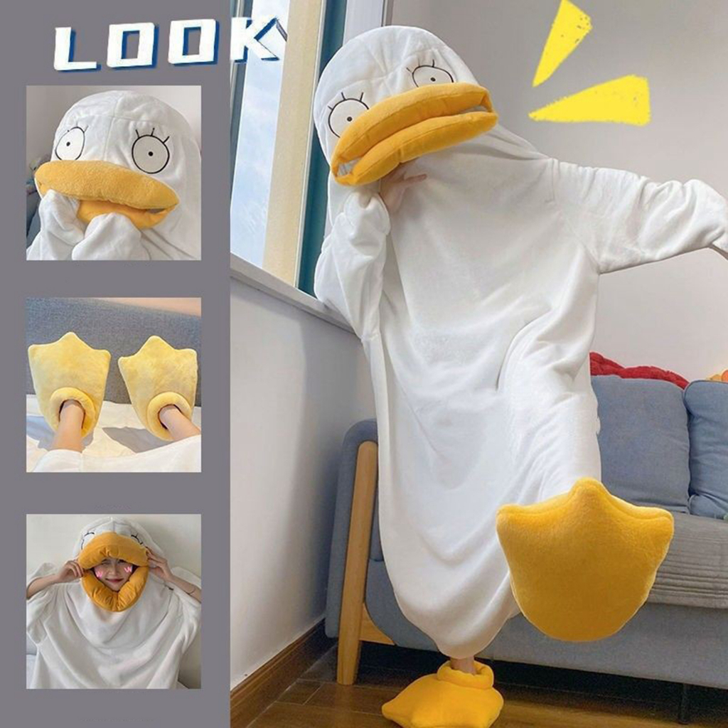 [Kloware] Wearable Duck Pajama Bathrobe Blanket Comfortable Sleeping ...