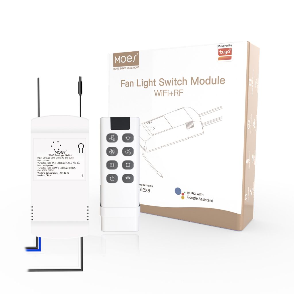 MOES Smart Wi-Fi Ceiling Fan Switch Module Control Fan and Light ...