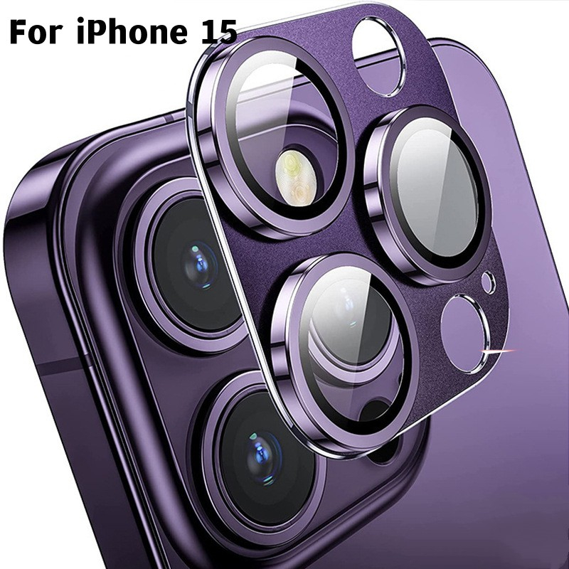 Metal + Tempered Glass Camera Protector For IPhone 15 16 Pro Max 14 13 12 - Multicolor
