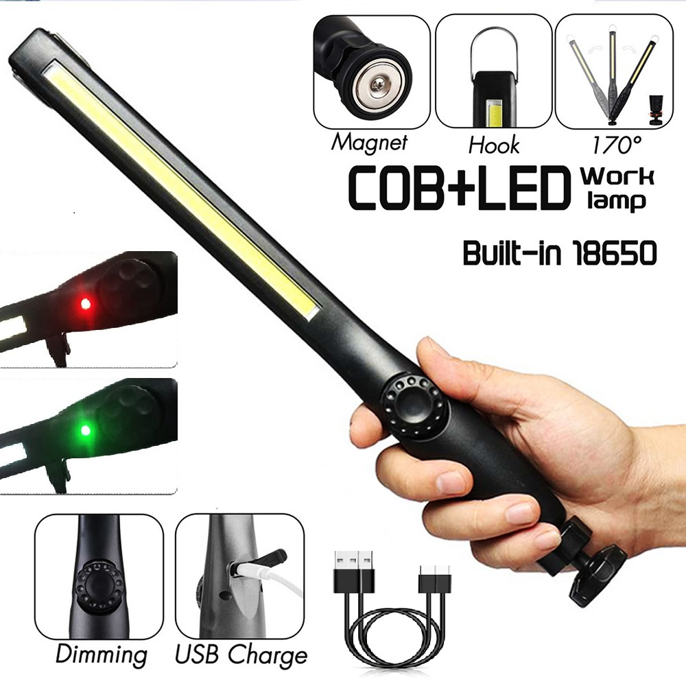 Torchlight powerful Flashlight Rechargeable Emergency light Car Repair light LED torch light cob